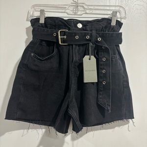 ALL SAINTS Hannah Paperbag Shorts in Washed Black